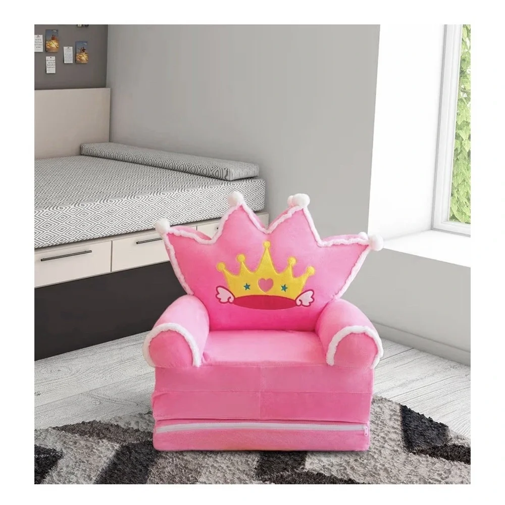 Princess Crown Pink Slipcover for Children's Armchair Cozy Chair Washable Cover
